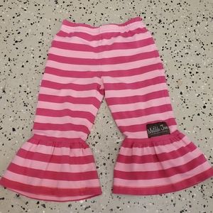 MATILDA JANE Pink Striped Ruffle leggings
